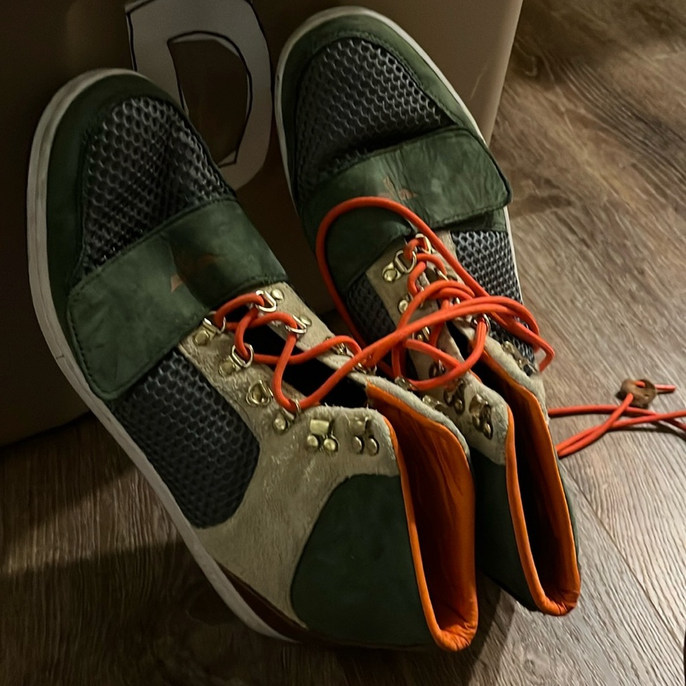 Men's creative recreation size 13 green orange and blue great shape